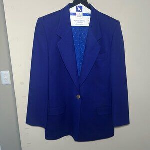 Talbots wool royal blue with gold career blazer dry cleaned made in USA